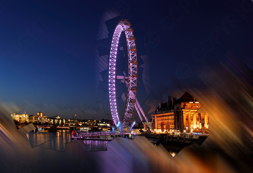 London Eye 02 
 London Eye 
 Keywords: London Eye, Night, Thames, London